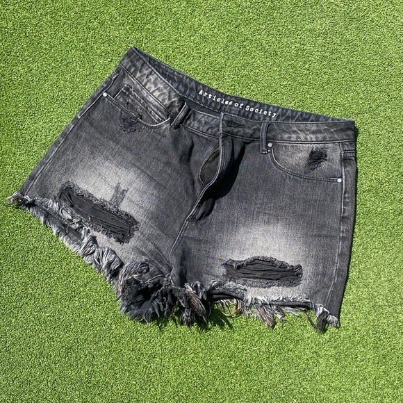 [Articles of Society] Black Cutoff Shorts - Picture 1 of 5